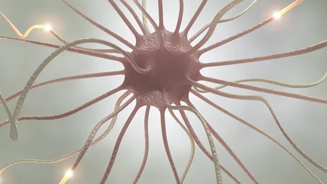 A computer rendering of a cell receiving electrical signals