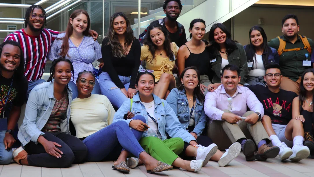 A PRIME-LA cohort gathered in the courtyard of Geffen Hall for group picture.